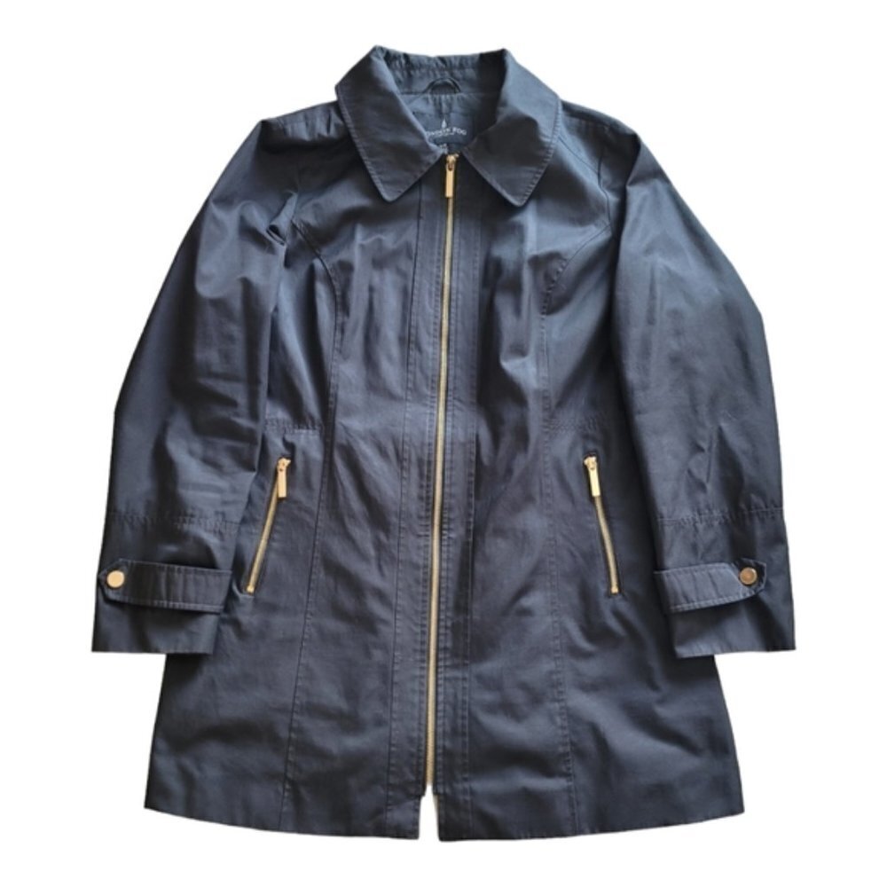 London Fog zip front black coat size large